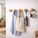 Ver imagem 2 de Kit 5 Ganchos Cabideiros de Parede Esfera em Madeira Maciça Pinus Cor Natural