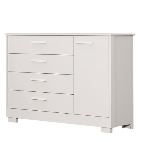 Cômoda Infantil Zaki 1 Porta e 4 Gavetas Branco Fosco - Reller Móveis