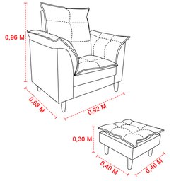 Poltrona Amamentação + Puff Luana Pés Madeira Suede:bege Claro - 6