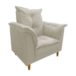 Poltrona Amamentação + Puff Luana Pés Madeira Suede:bege Claro - 2