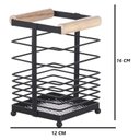 Ver imagem 3 de Porta Talheres Escorredor Organizador de Metal e Madeira:preto