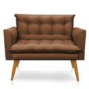 Ver imagem 3 de Namoradeira 2 Lugares Thais Suede Marrom Pés Palito Castanho - Slk Decor