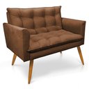 Ver imagem 1 de Namoradeira 2 Lugares Thais Suede Marrom Pés Palito Castanho - Slk Decor