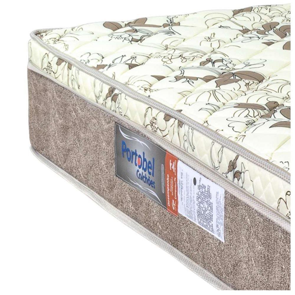 Cama Box com Baú Bege Colchão Orthopedic com Pillow Top Europeu