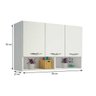 Armário Lavanderia Suspenso Multiuso com 3 Portas Clean Branco - 3