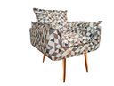 Ver imagem 2 de Poltrona Decorativa Opala Suede Triângulo Bege Pés Madeira Ms Decor
