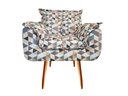 Ver imagem 1 de Poltrona Decorativa Opala Suede Triângulo Bege Pés Madeira Ms Decor