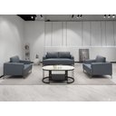Ver imagem 1 de Sc-9909 Conjunto Internacional Sofá 1,93m com 2 Poltronas Azul Escuro Material Ecológico Sala Luxo