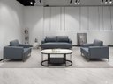 Ver imagem 1 de Sc-9909 Conjunto Internacional Sofá 1,93m com 2 Poltronas Azul Escuro Material Ecológico Sala Luxo