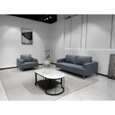 Ver imagem 2 de Sc-9909 Conjunto Internacional Sofá 1,93m com 2 Poltronas Azul Escuro Material Ecológico Sala Luxo