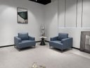 Ver imagem 3 de Sc-9909 Conjunto Internacional Sofá 1,93m com 2 Poltronas Azul Escuro Material Ecológico Sala Luxo
