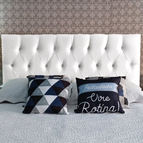 Cabeceira Painel Capitonê Luna Suede Liso Branco Casal 140 X 60 RBL