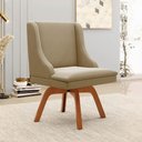 Ver mais imagens de Cadeira Estofada para Sala de Jantar Base Giratória de Madeira Lia Suede Marrom Rt - Ibiza