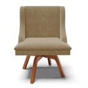 Ver imagem 2 de Cadeira Estofada para Sala de Jantar Base Giratória de Madeira Lia Suede Marrom Rt - Ibiza
