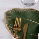 Ver imagem 2 de Kit 6 Jogos Americanos Bordado Simples com Guardanapos - Folhas Verde Musgo
