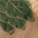 Ver imagem 3 de Kit 6 Jogos Americanos Bordado Simples com Guardanapos - Folhas Verde Musgo