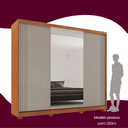 Ver imagem 4 de Guarda-Roupa Casal 100% MDF 3 Portas de Correr com Pés e Espelho Chile Off White/Marromle