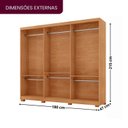 Ver imagem 3 de Guarda-Roupa Casal 100% MDF 3 Portas de Correr com Pés e Espelho Chile Off White/Marromle