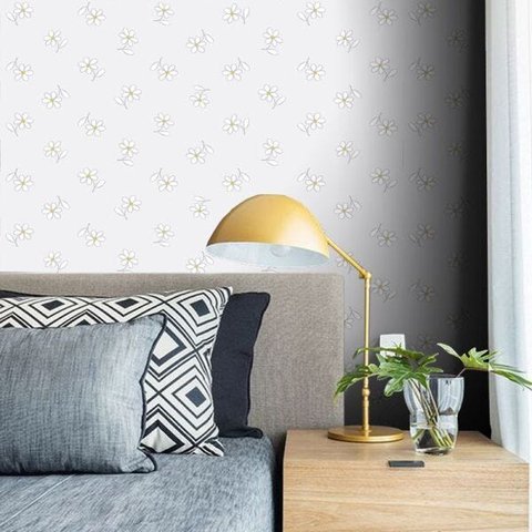 Papel de Parede Floral Bem Me Quer - Cinza