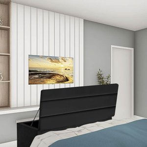 Calçadeira Baú Recamier Queen 160CM Argentina Suede Preto - D A DECOR