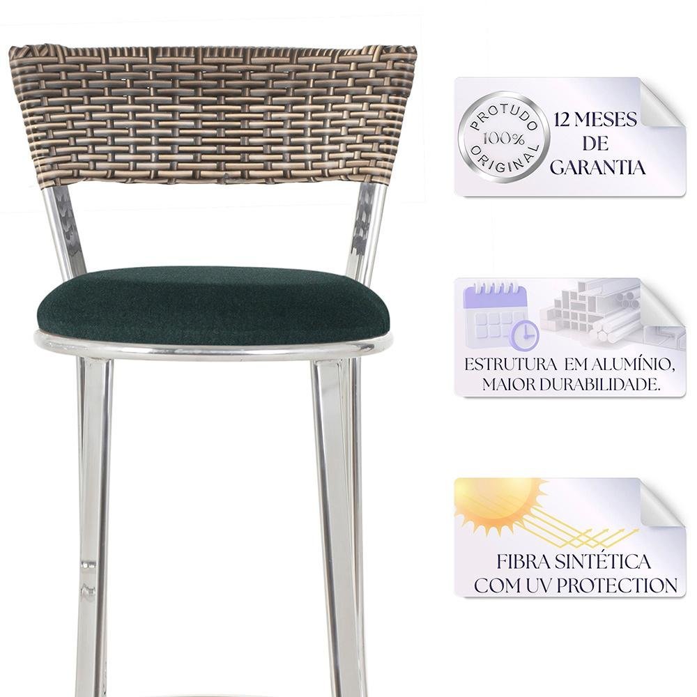 Kit de Mesa Bistrô com Tampo de Vidro Redondo 4 Banquetas em Alumínio e Fibra Sintética Capuccino - 3