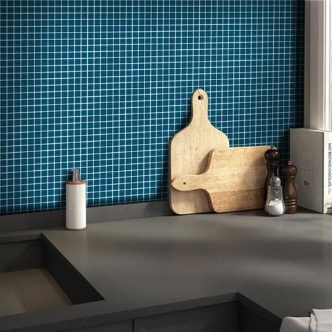 Adesivo Destacável Pastilha Clássica Azul - 20 x 20cm - 18 unidades.