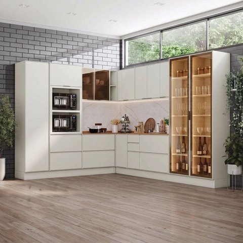 Cozinha Completa 12 Peças em MDF Fineze Areia HP e Cinamomo