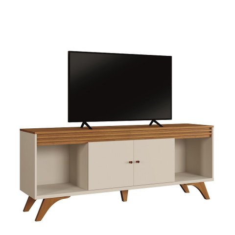 Rack Madrid 2 Portas Detalhe Ripado - Mv - Rei de Casa Off White/naturale