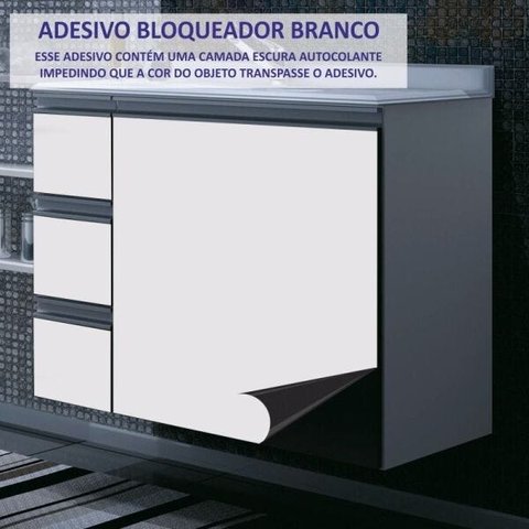 Adesivo Fosco Branco Bloqueador 1,22m - 1,22 x 3,00m