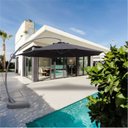 Ver imagem 1 de Ombrelone Lateral Curva 3,5m com Base Piscina Jardim Barbados Rivatti