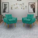 Ver imagem 2 de Kit 2 Poltrona Decorativa Sala Estar Escritório Quarto Prime: Azul Turquesa