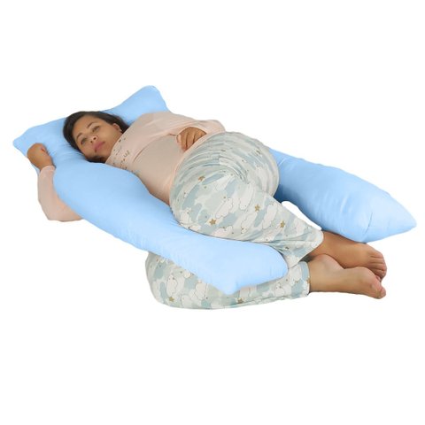 Capa para Travesseiro de Corpo U Anatômico 150x70cm Happy Line Azul claro