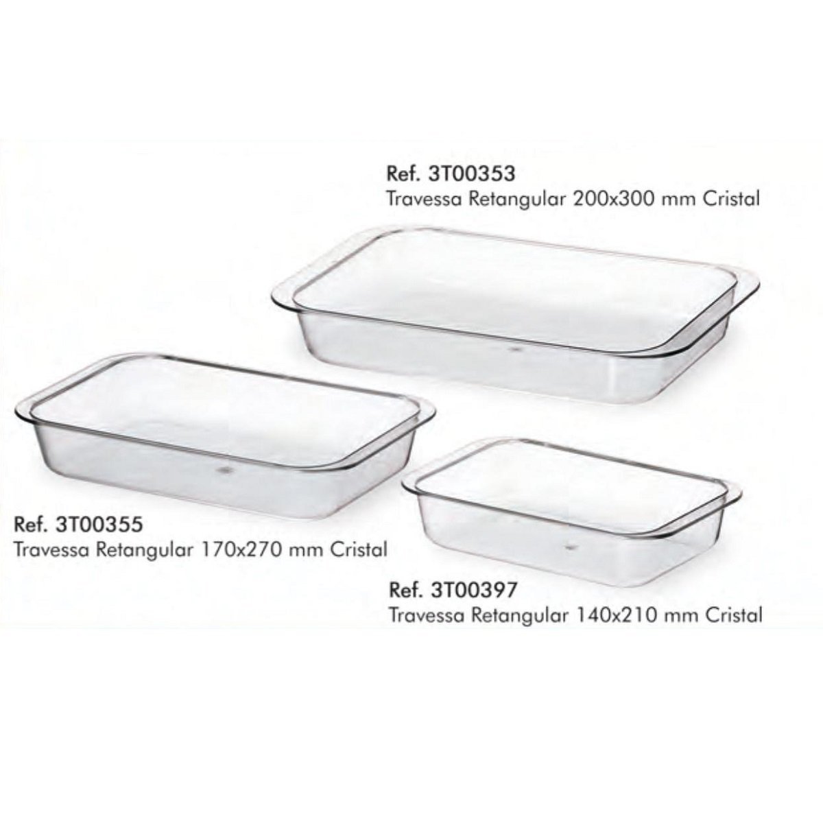 Kit 06 Travessa Retangular Cristal Transparente 170 x 270mm - 3