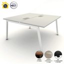 Ver imagem 3 de Mesa de Trabalho 1,40m X 1,20m 2 Lugares Pés Cavalete F5 Cor:cinza