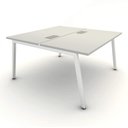 Ver imagem 2 de Mesa de Trabalho 1,40m X 1,20m 2 Lugares Pés Cavalete F5 Cor:cinza