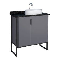 Gabinete para Banheiro em Madeira Com Tampo em Granito Oásis Cinza - Cozimax - 1