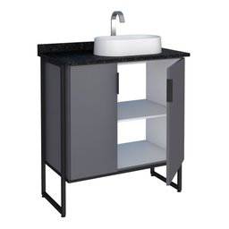 Gabinete para Banheiro em Madeira Com Tampo em Granito Oásis Cinza - Cozimax - 3