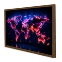 Ver imagem 1 de Quadro Decorativo Mapa Mundi Iluminado em Moldura Caixa Tacolado Moldura Trad 1cm Madeira Escura com