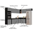 Ver imagem 3 de Armário de Cozinha Modulada de Canto 8 Peças CP03 Balcão com Pia Inox Preto/Cinza - Lumil Lumil Móve