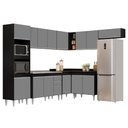 Ver imagem 1 de Armário de Cozinha Modulada de Canto 8 Peças CP03 Balcão com Pia Inox Preto/Cinza - Lumil Lumil Móve