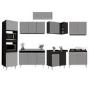 Ver imagem 6 de Armário de Cozinha Modulada de Canto 8 Peças CP03 Balcão com Pia Inox Preto/Cinza - Lumil Lumil Móve