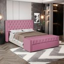 Ver imagem 2 de Cabeceira e Calçadeira Báu King Size Atena 195cm Capitonê Suede Rosa - Desk Design