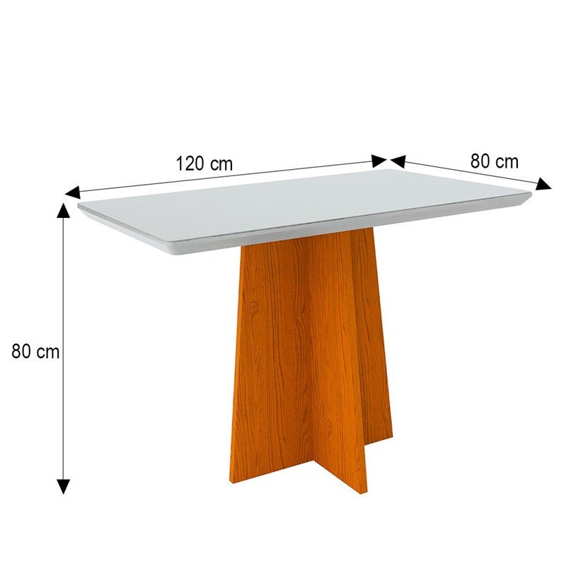 Mesa de Jantar Ana com Cantos Arredondados 120x80 Ipê/Off White - PR ...