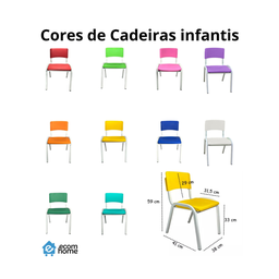 Kit 6 Cadeiras Iso Infantil Escolar e Creche - 6