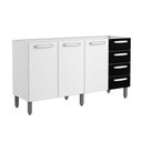 Ver imagem 1 de Balcão de Cozinha Evidence 7028 3 Portas e 4 Gavetas s/ Tampo 160cm Branco/Preto - Bertolini