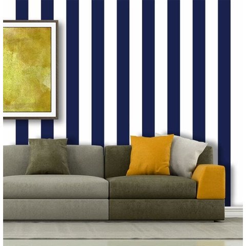 Papel de Parede Listras Fortes Classic - Azul Marinho
