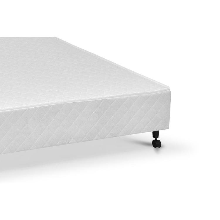 Cama Box Base C Gavetas Solteiro Poli Tecido White 88x27 C 2 Gavs Castor MadeiraMadeira