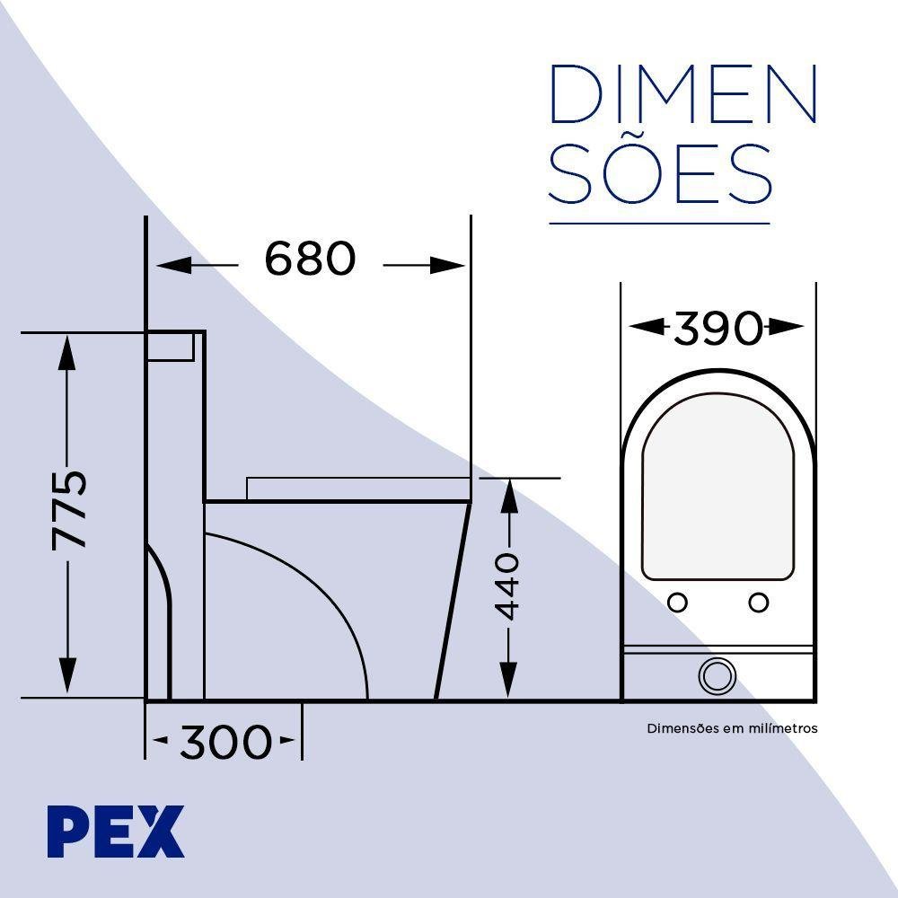 Vaso Sanitário Monobloco Preto Pex Magnus Produzido em Cerâmica - 6