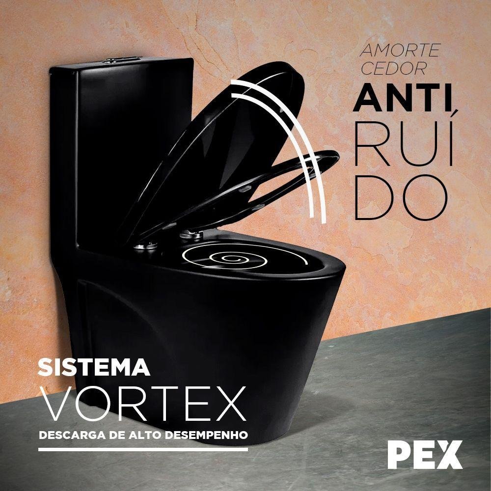 Vaso Sanitário Monobloco Preto Pex Magnus Produzido em Cerâmica - 3