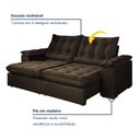 Ver imagem 5 de Sofa Retratil e Reclinavel Valencia 230cm 3 Lugares Kc Rei de Casa Veludo Marrom